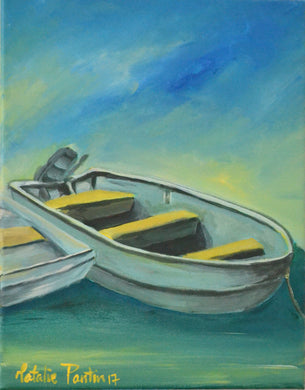 11 x 14 Fishing Boats Original Painting - Acrylic On Canvas