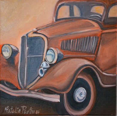 12 x 12 Vintage Car Original Painting - Oil On Canvas