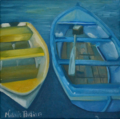 12 x 12 Fishing Boats Original Painting - Oil On Canvas