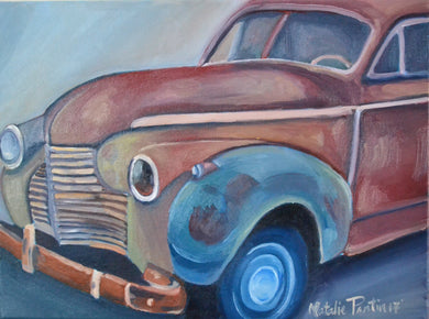 16 x 12 Vintage Car Original Painting - Oil On Canvas