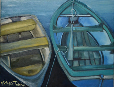 14 x 11 Fishing Boats Original Painting - Oil On Canvas