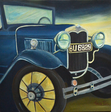 24 x 24 Vintage Car Original Painting - Acrylic On Wood