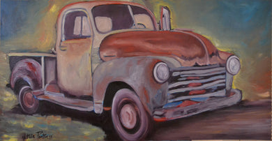 48 x 24 Vintage Truck Original Painting - Acrylic and Oil On Canvas