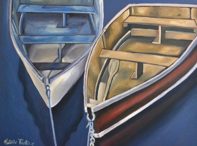 48 x 36 Fishing Boats Original Painting - Oil On Canvas