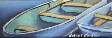12 x 4 Fishing Boats Original Painting - Oil On Canvas