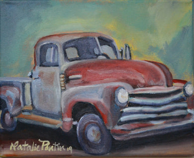 10 x 8 Vintage Truck Original Painting - Acrylic and Oil On Canvas