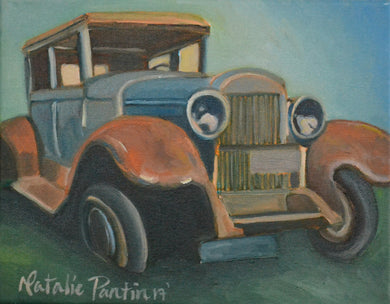 10 x 8 Vintage Car Original Painting - Oil On Canvas
