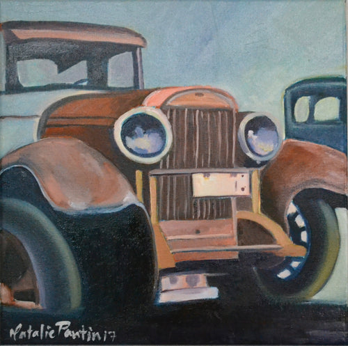 12 x 12 Vintage Car Original Painting - Oil On Canvas