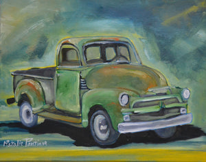 20 x 16 Vintage Truck Original Painting - Acrylic and Oil On Canvas