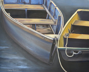 48 x 36 Fishing Boats Original Painting - Oil On Canvas